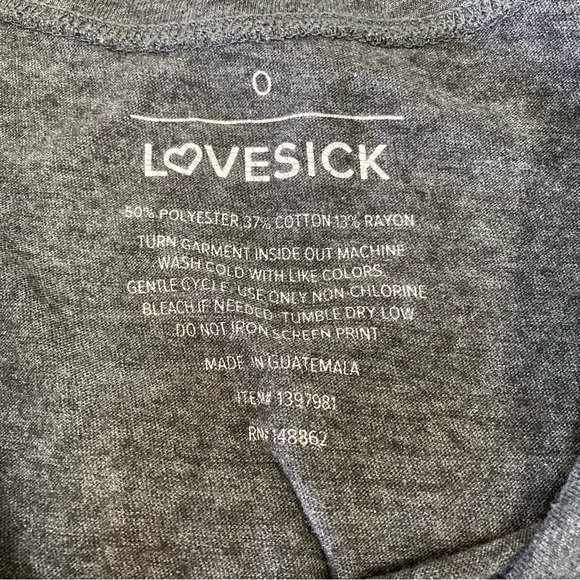 Lovesick Size 0 (12) Grey Skull Tee Short Sleeves - Picture 3 of 4